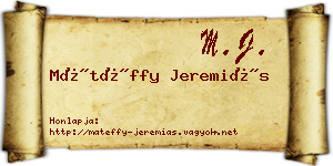 Mátéffy Jeremiás névjegykártya